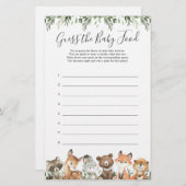 Papier Bois Animaux Baby shower Devinez La Nourriture Béb (Devant / Derrière)