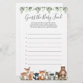 Papier Bois Animaux Baby shower Devinez La Nourriture Béb (Devant / Derrière)