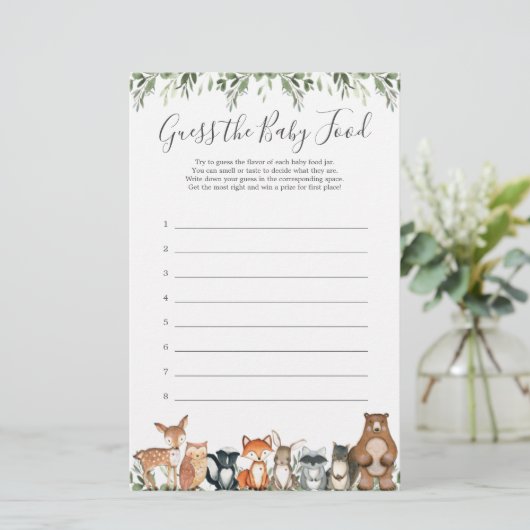 Papier Bois Animaux Baby shower Devinez La Nourriture Béb (Debout devant)