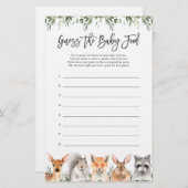 Papier Bois Animaux Baby shower Devinez La Nourriture Béb (Devant / Derrière)