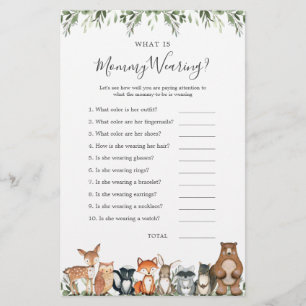 Papier Bois Animaux Baby shower Qu'est-ce que maman porte