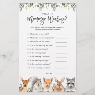 Papier Bois Animaux Baby shower Qu'est-ce que maman porte