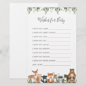 Papier Bois Animaux Baby shower Voeux Pour Bébé (Devant / Derrière)