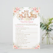 Papier Bois Animaux Blush Floral Trouvez le jeu invité (Debout devant)