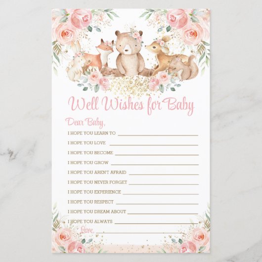 Papier Bois Animaux Blush Floral Voeux for Baby Game (Devant)