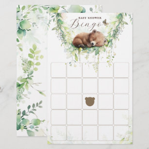 Papier Bois Animaux Forêt Baby shower de verdure Bingo