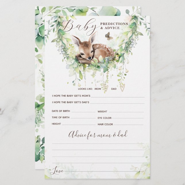 Papier Bois Animaux Forêt Verdure Baby shower Jeu (Devant / Derrière)