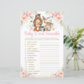 Papier Bois Animaux rose Floral Baby Mot Scramble (Debout devant)
