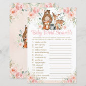 Papier Bois Animaux rose Floral Baby Mot Scramble (Devant / Derrière)