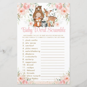 Papier Bois Animaux rose Floral Baby Mot Scramble