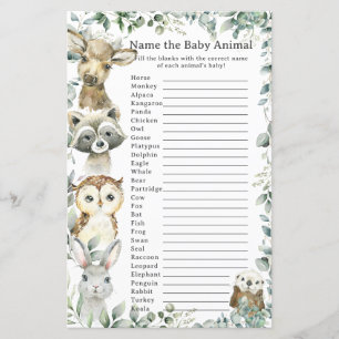 Papier Bois Animaux Végétation Nom Bébé Animal Jeu