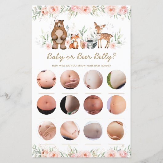 Papier Bois Blush Floral Baby or Beer Belly Jeu (Devant)