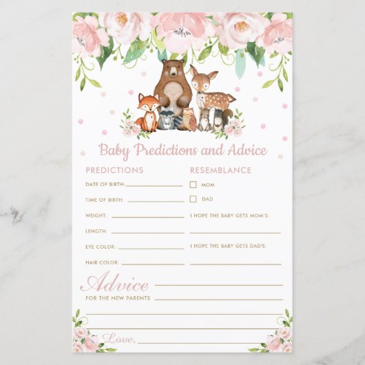 Papier Bois Floral Baby Prédictions et conseils douche (Devant)