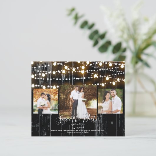 Papier Bois noir rustique et lumières Photo Enregistrer l (Debout devant)