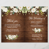 Papier Bois & Roses Blanches Floral Rustic Wedding Progra