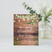 Papier Bois rustique Lumière & Faire-part de mariage vert (Debout devant)