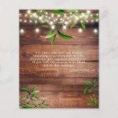 Papier Bois rustique Lumière & Faire-part de mariage vert (Dos)