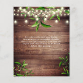 Papier Bois rustique Lumière & Faire-part de mariage vert (Dos)