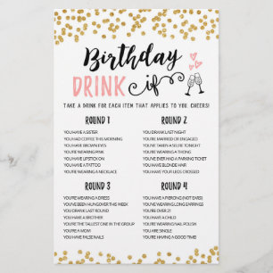 Papier Boisson d'anniversaire SI jeu de fête d'anniversai