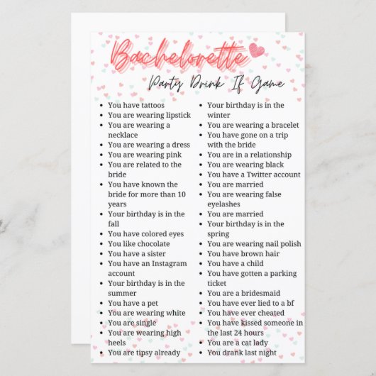 Papier Boisson de Fête de Fiançailles si Jeu (Devant / Derrière)