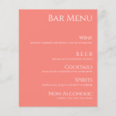 Papier Boisson mariage et dîner Menu-Corail rose- (Dos)
