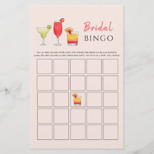 Papier Boissons de cocktails Fête des mariées BINGO jeu