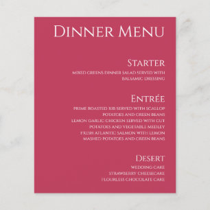 Papier Boissons mariages et Dîner Menu-Viva Magenta-