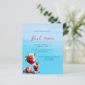 Papier Boissons rouges eau bleue budget piscine invitatio (Debout devant)