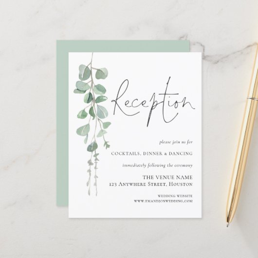Papier Boîtier De Réception De Mariage Eucalyptus Budget (Devant/Arrière en situation)