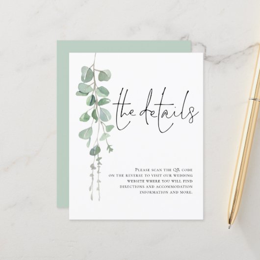 Papier Boîtier détail du Mariage de code QR Eucalyptus Bu (Devant/Arrière en situation)