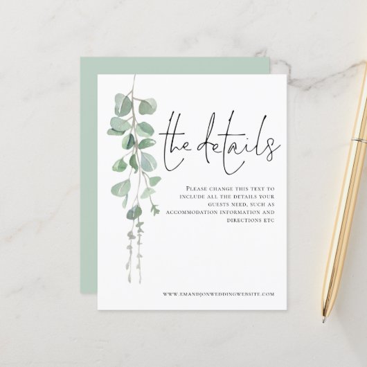 Papier Boîtier détail Mariage Eucalyptus Budget (Devant/Arrière en situation)