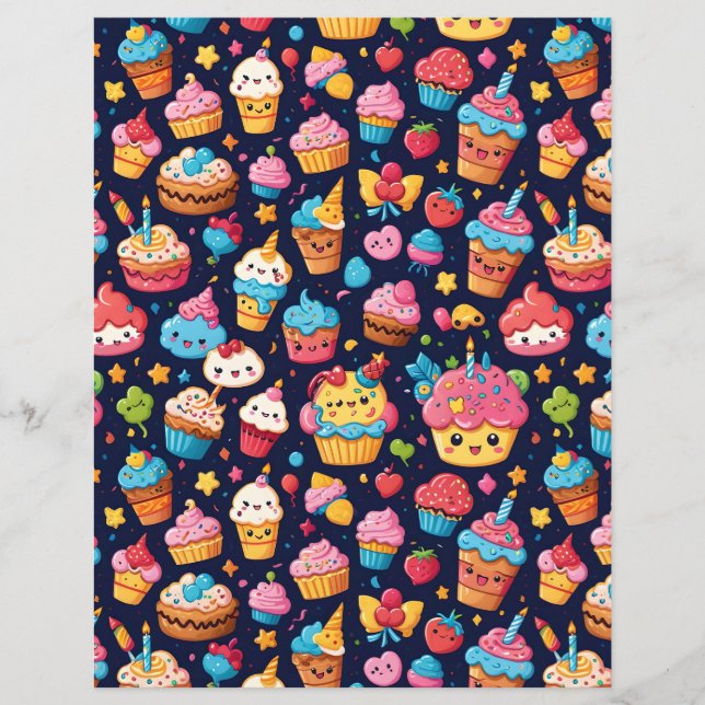Papier Bold Motif d'anniversaire Kawaii (Devant)