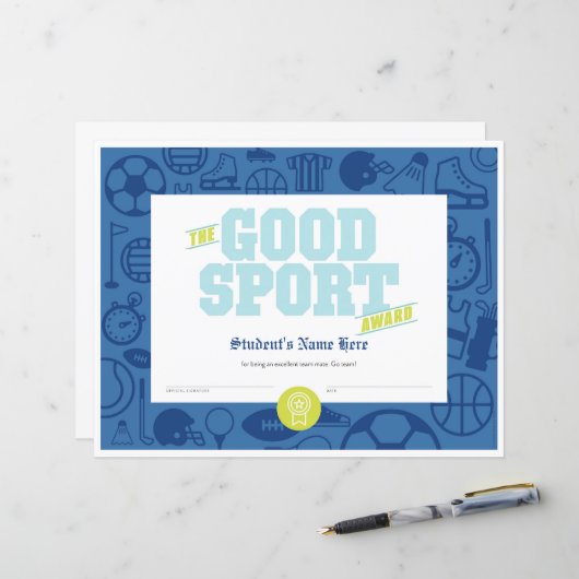 Papier Bon certificat sportif (Devant/Arrière en situation)