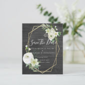 Papier BON MARCHÉ Photo Enregistrer Dates Blanc Floral Fe (Debout devant)