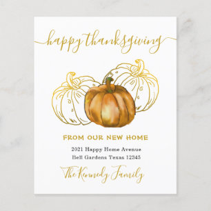Papier Bon thanksgiving Gold Citrouille Nouvelle adresse