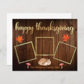 Papier bon thanksgiving rustique photos d'or collage cart (Devant / Derrière)