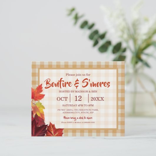 Papier Bonfire Budget & Smore Invitation (Debout devant)