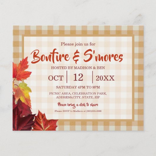 Papier Bonfire Budget & Smore Invitation (Devant)