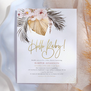 Papier Bonjour bébé   Boho Pampas Grass & Séché Palm Budg