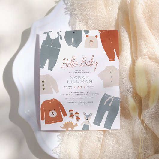 Papier Bonjour bébé | Boho Vêtements Garçon Baby shower B
