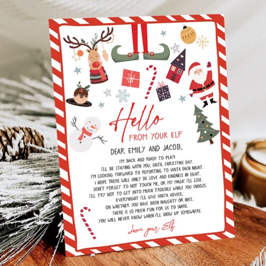 Papier Bonjour de Elf Arrival Lettre Je suis de retour No