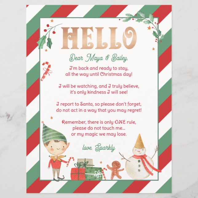 Papier Bonjour Elfe Bienvenue Elf Pôle Nord Magie (Devant)