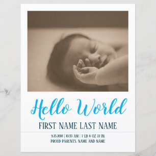 Papier Bonjour le Monde - annonce de naissance avec photo