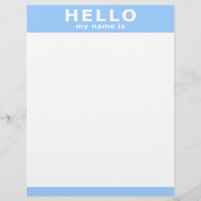 Papier Bonjour mon nom est... (Devant)