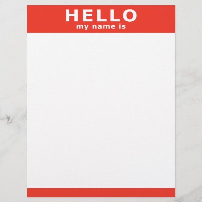 Papier Bonjour mon nom est... (Devant)