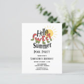 Papier Bonjour Summer Pool Party Anniversaire Budget Invi (Debout devant)