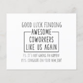 Papier Bonne chance de retrouver des collègues comme nous (Dos)