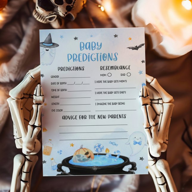 Papier Boo-oy Halloween Baby shower Baby Predictions Jeu (Blue Oh Sheet Baby Shower Baby Predictions Game)