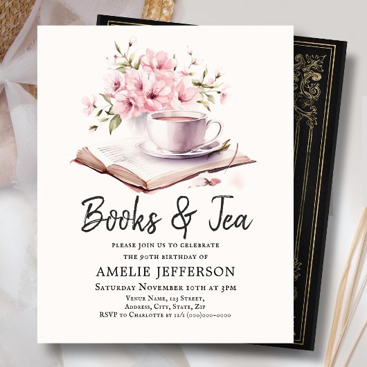 Papier Books & Tea Anniversaire Fête Invitation