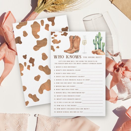 Papier Boots & Bubbly Qui connaît le mieux la mariée